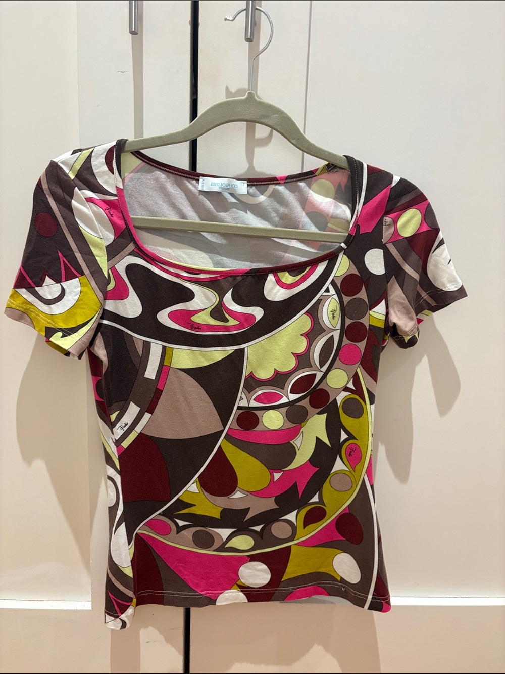 Emilio Pucci Multicolor Scoop Neck Short Sleeve Top